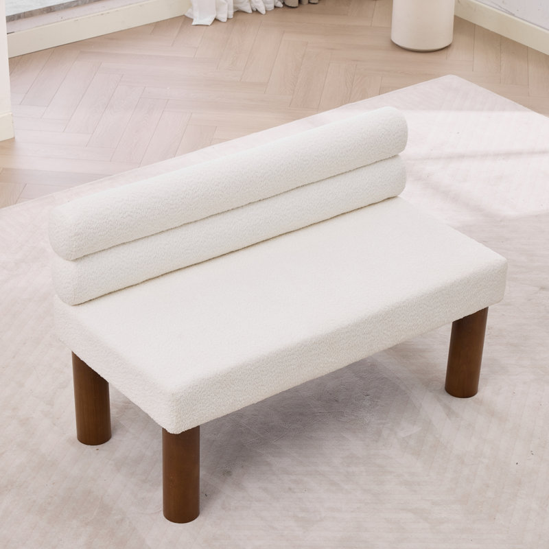Banc rembourré avec pieds en bois massif, Blanc