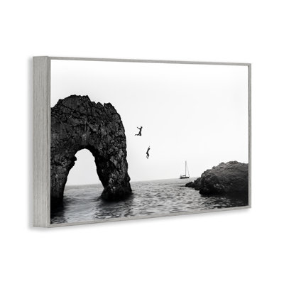 Cliff Jumping into Sea Framed Giclee, design by Sisi and Seb