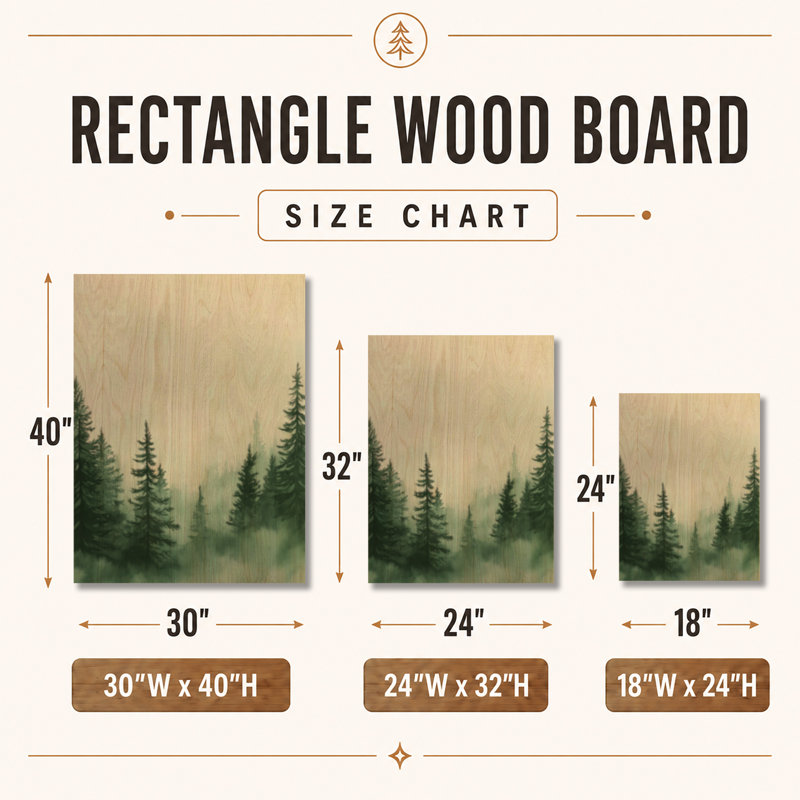 Mystic Forest II - Décoration murale en bois vert nature, H 32 po x l 24 po, Rectangulaire
