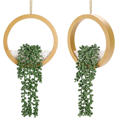 Paquet de 2 plantes artificielles à suspendre 15 po Boho Wall Decor