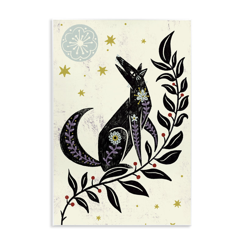 Plaque murale «Howling Winter Wolf», conception par Hannah Moren, H 15 po x l 10 po