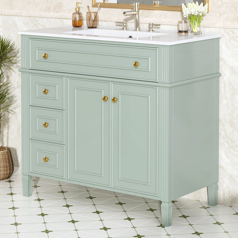Meuble-lavabo 36 po avec lavabo, Vert