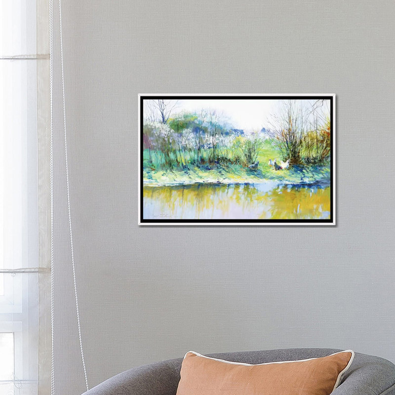 «Near A River» par Ihor Jouk - reproduction, H 18 po x l 26 po x P 1,5 po, Aucun mat, Toile blanche encadrée