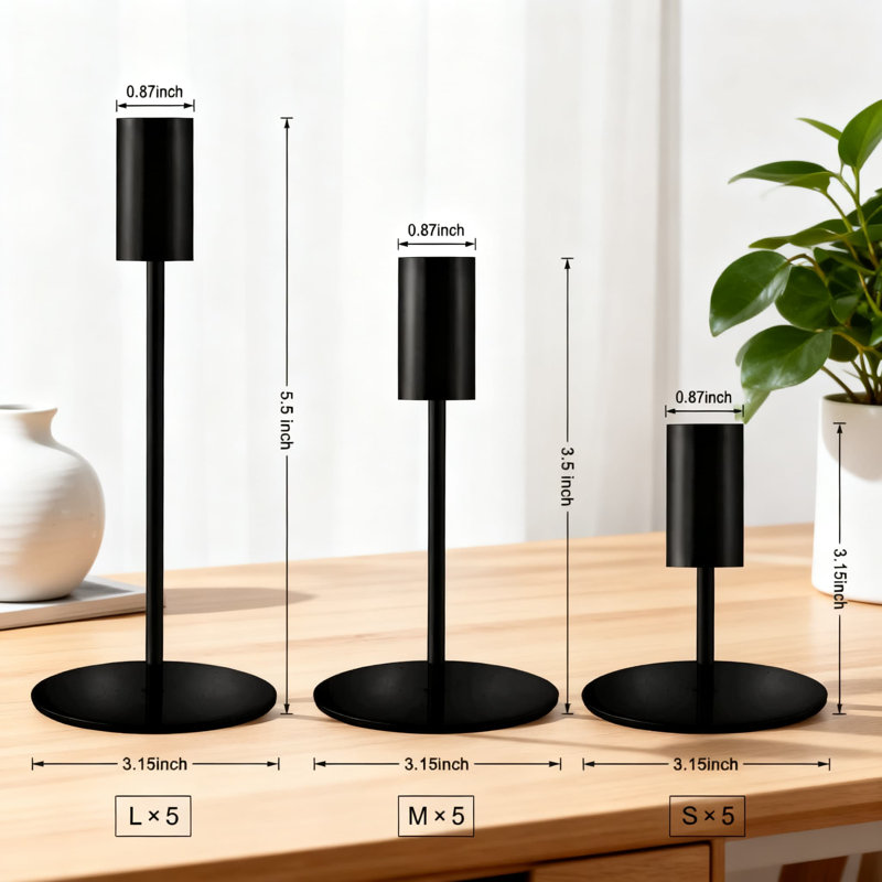 Porte-bougie French Taper, 15, Noir