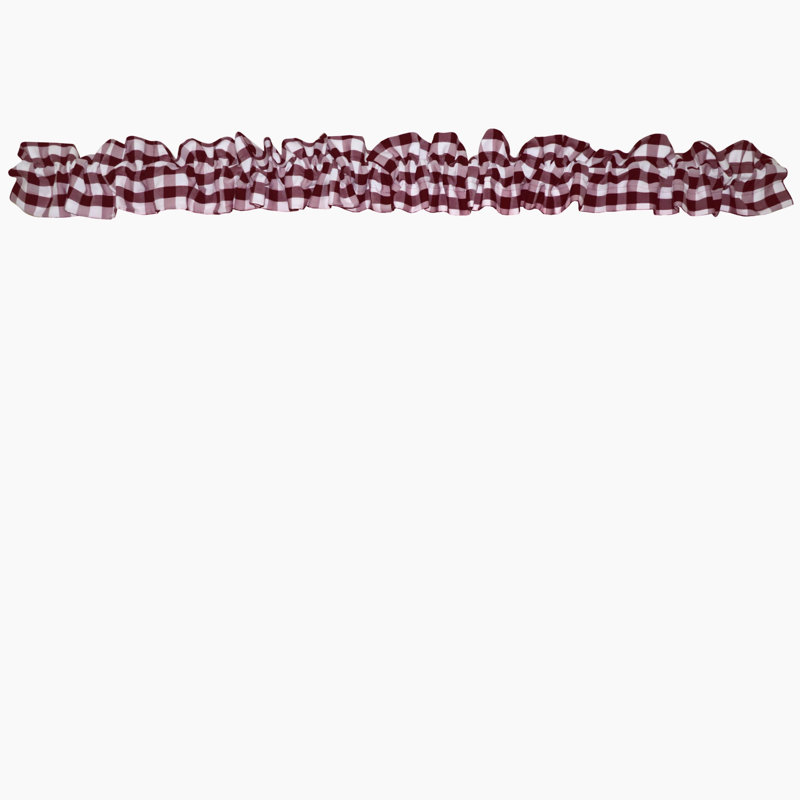 Checkered Tailored Window Valance, 72" W x 7" L, Burgundy