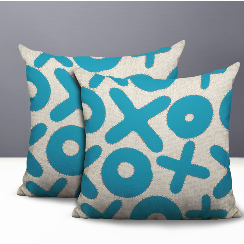 Oreiller intérieur / extérieur 2 ensembles Ohi, 16 x 16, Turquoise