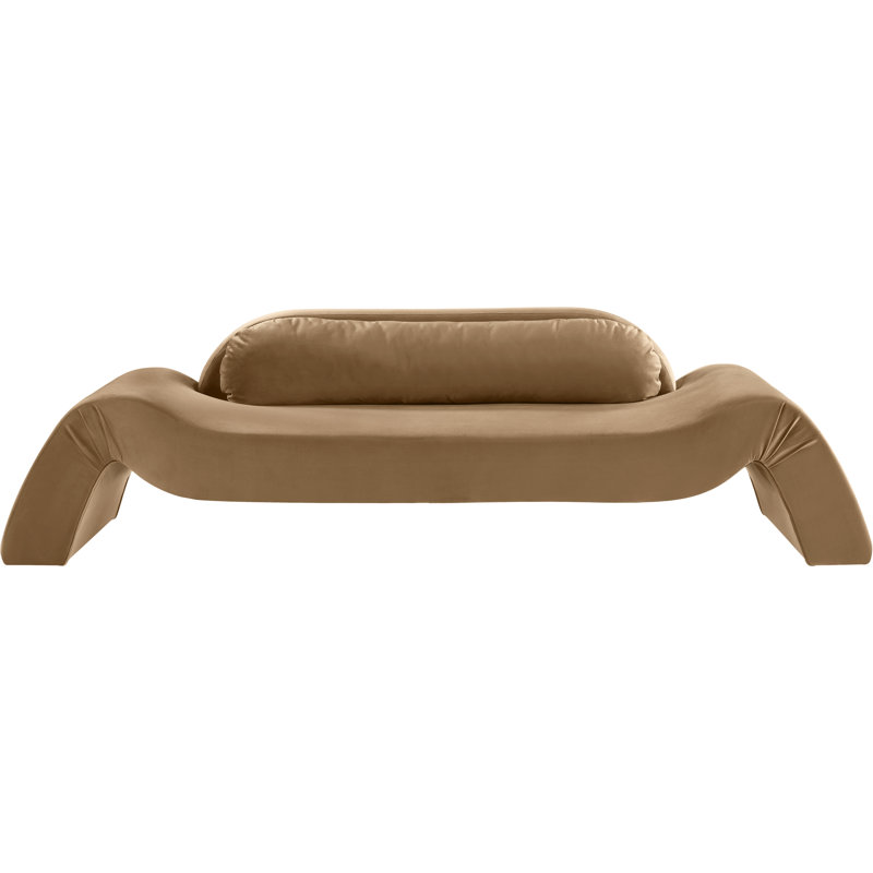 Causeuse Austin, Velours beige, 29.5" H x 107" W x 34" D
