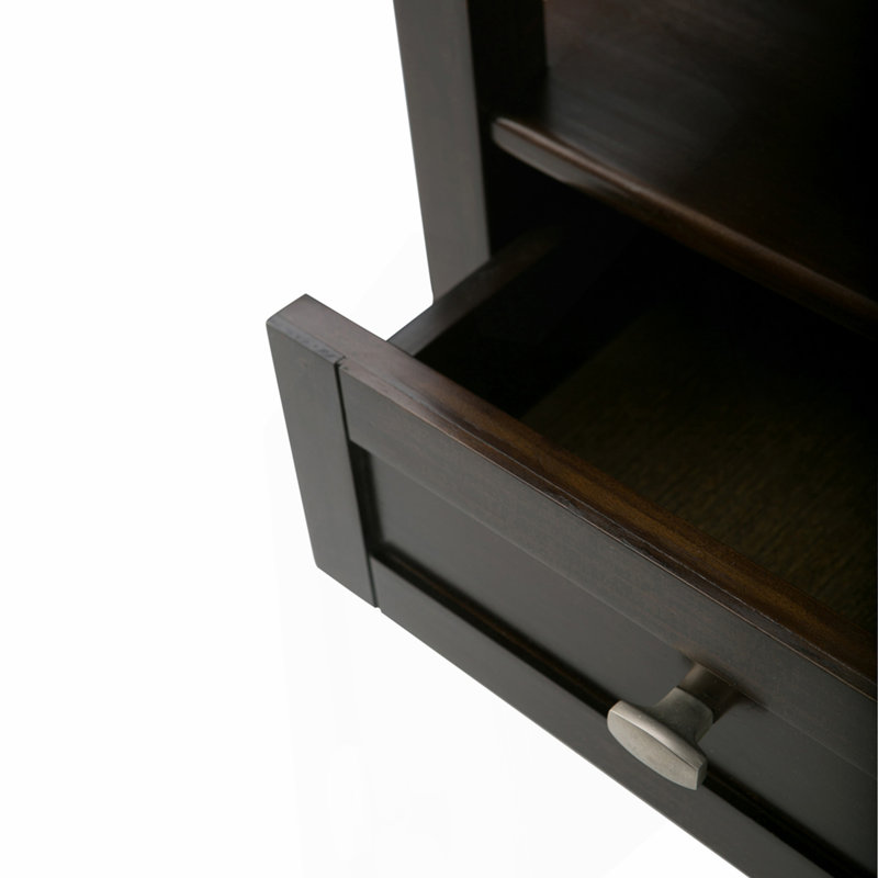 Solid Wood 20 inch Wide Transitional End Table in Tobacco Brown