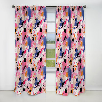 Pink And Beige Strokes Harmony II - Abstract Curtain - Blackout Geometric Curtain - 1 Panels