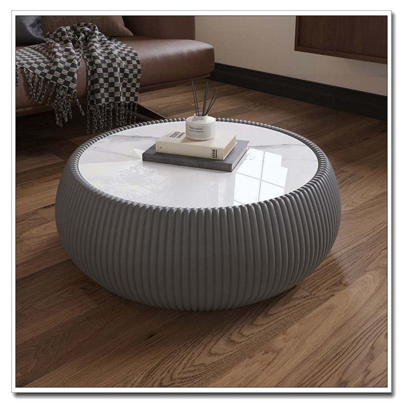 Table basse moderne en cuir fritté clair