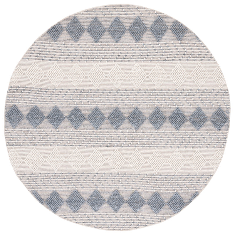 Slatington Hand Loomed Wool/Cotton Southwestern Rug in Ivory/Gray, Round 6'