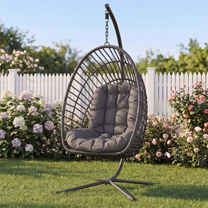 Fauteuil à œufs suspendu avec support, adapté à une utilisation intérieure et extérieure, Dark Grey, Individuel