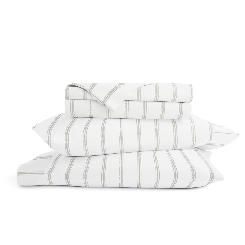  Ensemble de draps en microfibre bleu marine patiné, Ensemble de draps pour grand lit avec 2 taies d'or, Rayé 2
