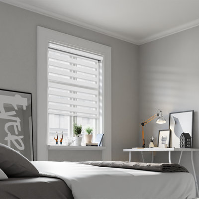 Rideaux à motif zébré sans fil sur mesure - Rayures doubles et transparentes en tissu de qualité supérieure - Filtration de la lumière et obscurcissement de la pièce