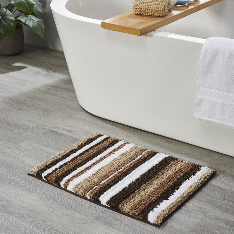 Griffie Non-Slip Bath Rug, Brown, 3 PCs Set (17" x 24" | 24" x 36" | 20" x 60")