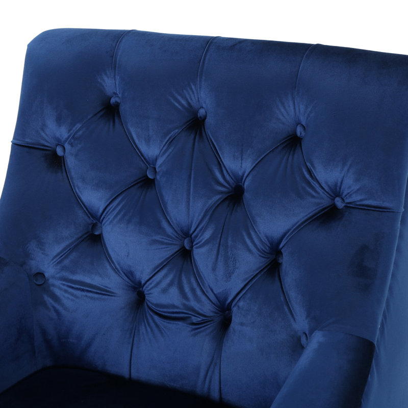 Fauteuil club velours bleu marine