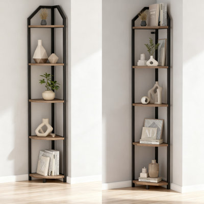 5-Tier Corner Bookshelf For Home & Office, 70-Inch Tall Heavy-Duty Storage Shelf With Adjustable Shelves, Space-Saving Plant Stand For Living Room And Small Spaces