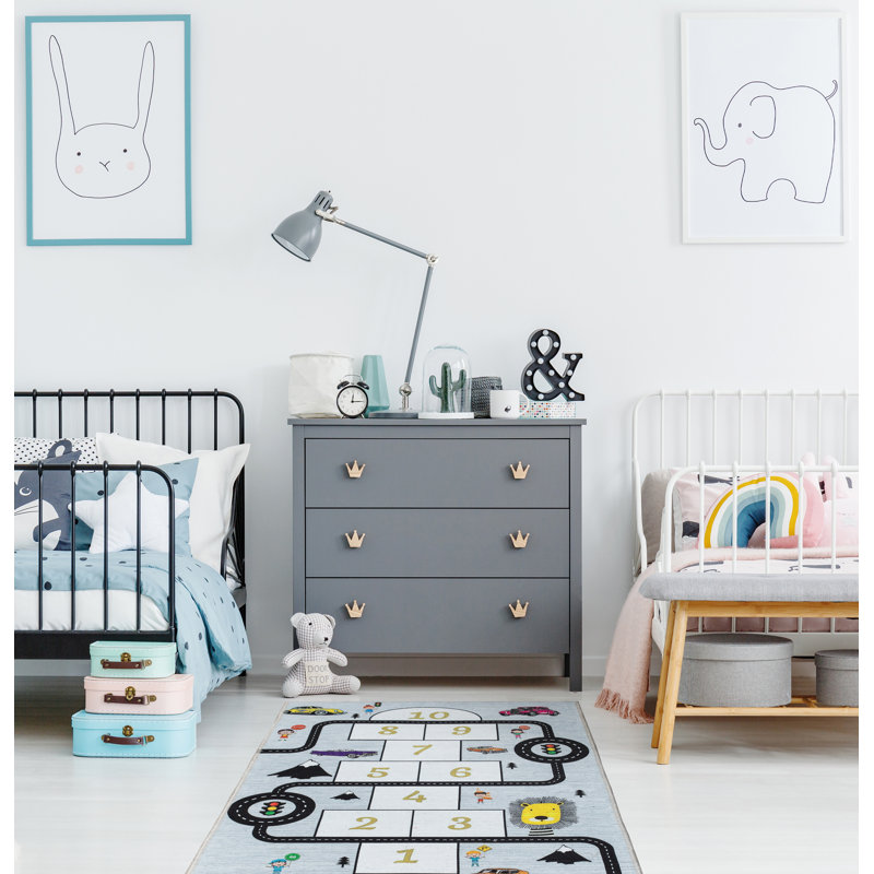 Tapis de couloir pour chambre de jeu infroissable en coton, Tapis de couloir 2 pi 7 po x 6 pi