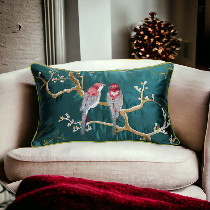  Housse de coussin en soie Bird