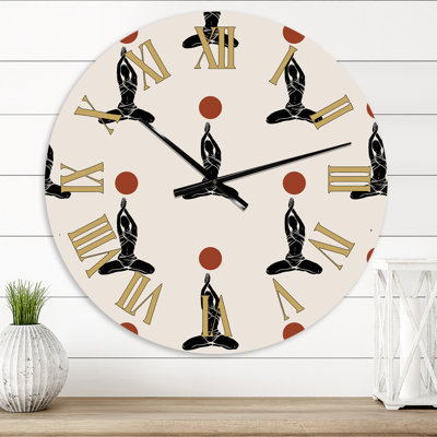 Empowered Cosmic Women Geometric Goddess Series Black and Red I - Modern wall clock