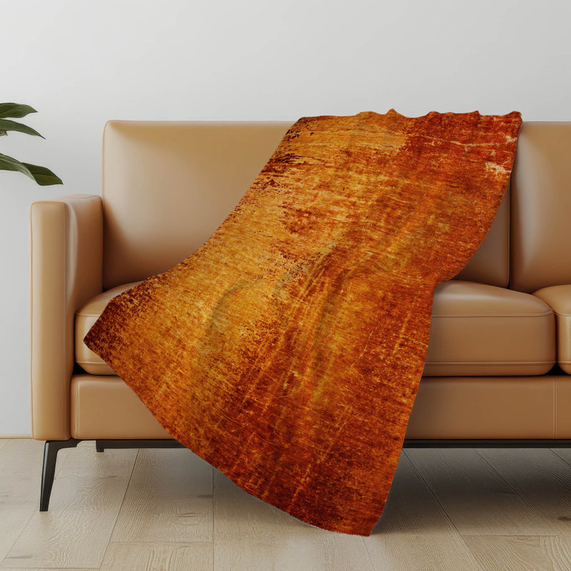 Addison Machine Washable Sherpa Throw Blanket, Paprika, Abstract Monochromatic