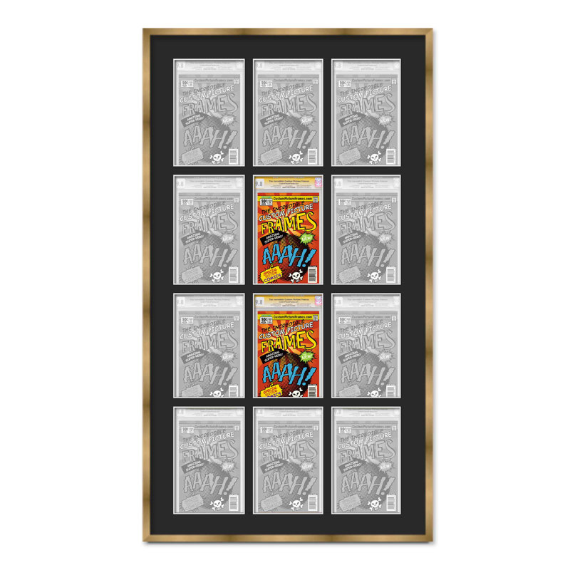 Wood Picture Frame with Mat, 8.125" x 13", Black/Gold, 30" x 58.5"