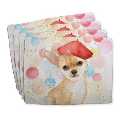 Braided Polyester Placemats Set of 4 - Chihuahua Dog Artist Decor