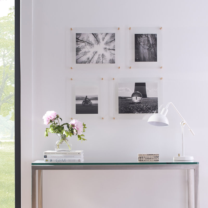 4 Piece Gallery Wall Set, Double Panel Floating Frames, 98% UV Grade Acrylic., Gold