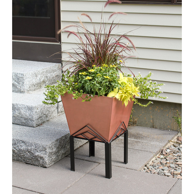 Metal Pot Planter, 23" H x 16.25" W x 16.25" D