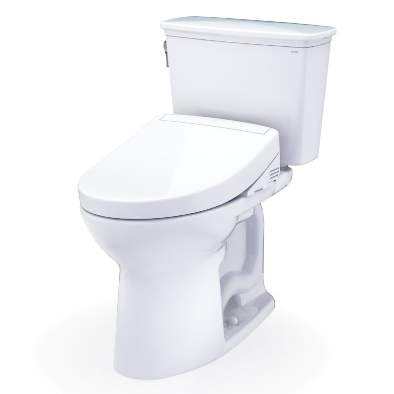 TOTO® Drake® Transitional WASHLET®+ Two-Piece Elongated 1.28 GPF TORNADO FLUSH® Toilet with S5 Bidet Seat, Cotton White