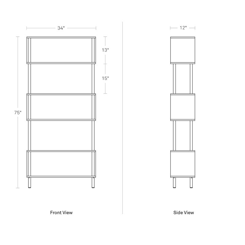 Chicago Bookcase, Steel/Maple