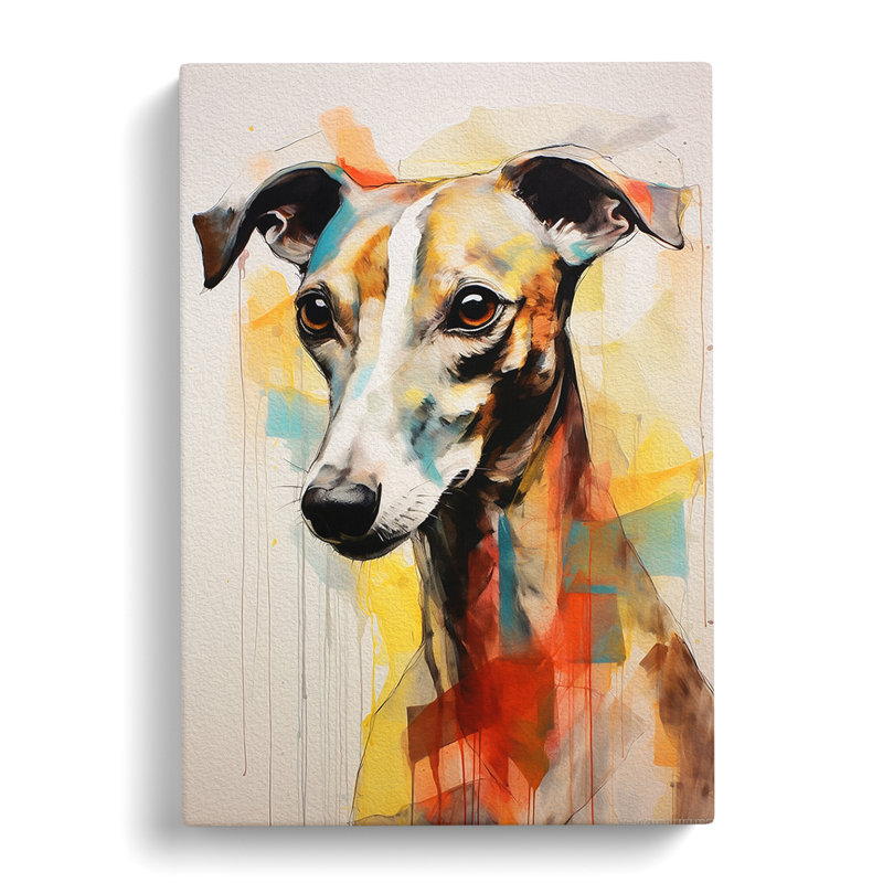 Whippet Gestural No.2 - Wrapped Canvas, 60cm H x 40cm W x 3cm D