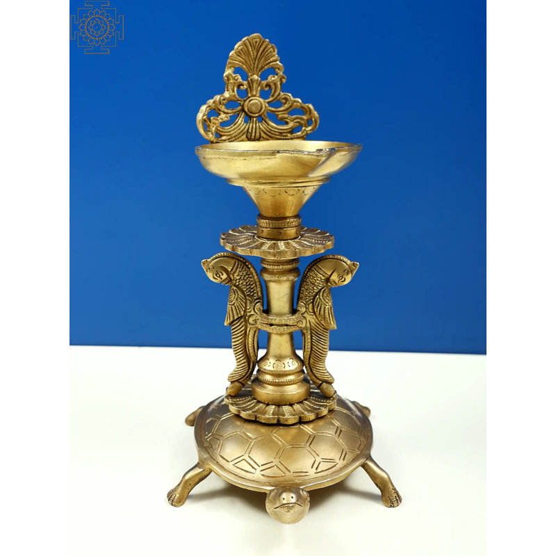 10" Handcrafted Brass Tortoise Oil Lamp – Traditional Kurma Avatar Diya Stand (2 kg)