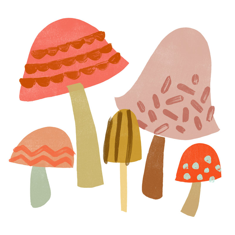 Cupcake Mushrooms IV by June Erica Vess - Wrapped Canvas Painting, 91cm H x 91cm W