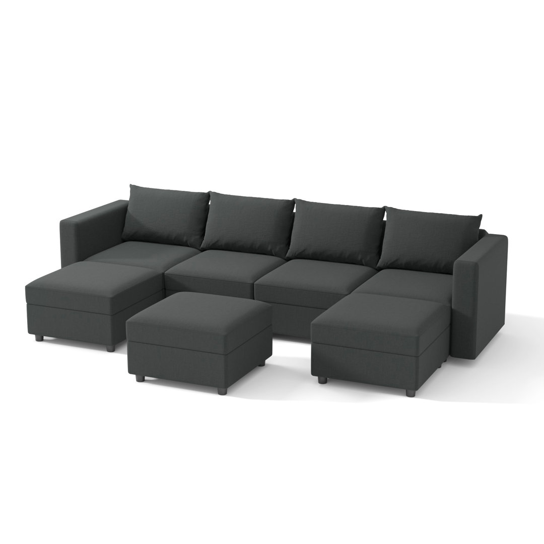 BOX MODULE STO SOFA 116'' 7 Piece Upholstered Modular Sectional Sofa with Storage Ainfox