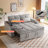 Modern 65" Velvet Pull-Out Sofa Bed with Side Table-264459445