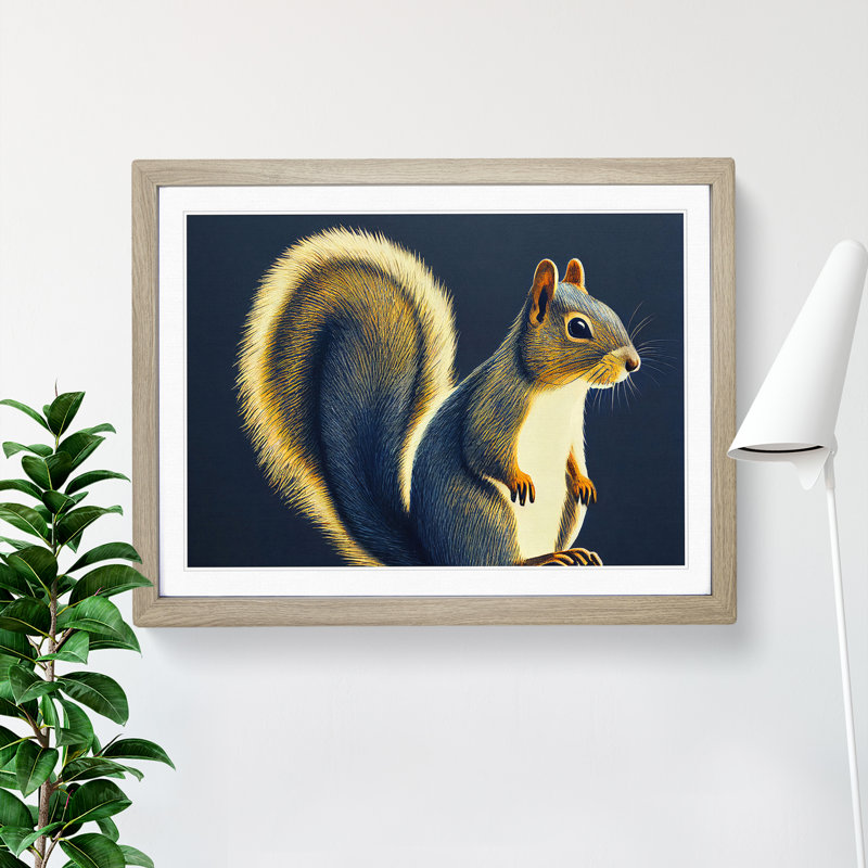 Lovely Squirrel - Single Picture Frame Print, 34cm H x 46cm W, Grey