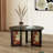 31.5" Black Solid Wood Round Coffee Table