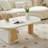 47.2" Modern Irregular Coffee Table with Storage, Semi-Circular Top, Roman Column Base, White & Wood Finish