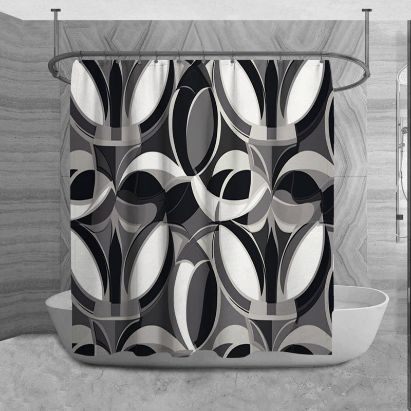 Motif de rideau de douche Funky gris, H 84 po x l 70 po