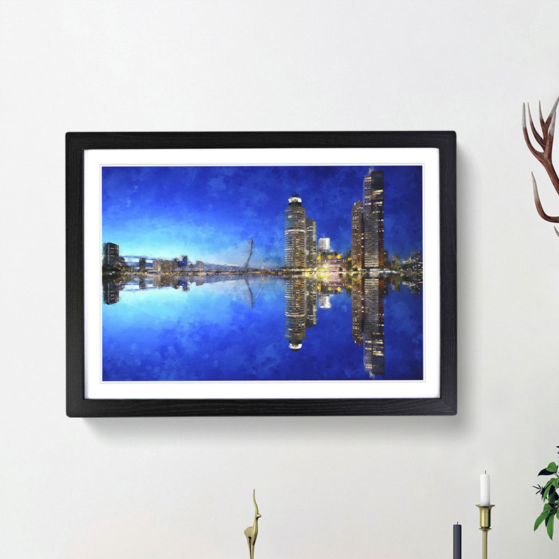 Reflection of the Rotterdam Skyline - Framed Print, Black Framed, 24cm H x 33cm W x 2cm D