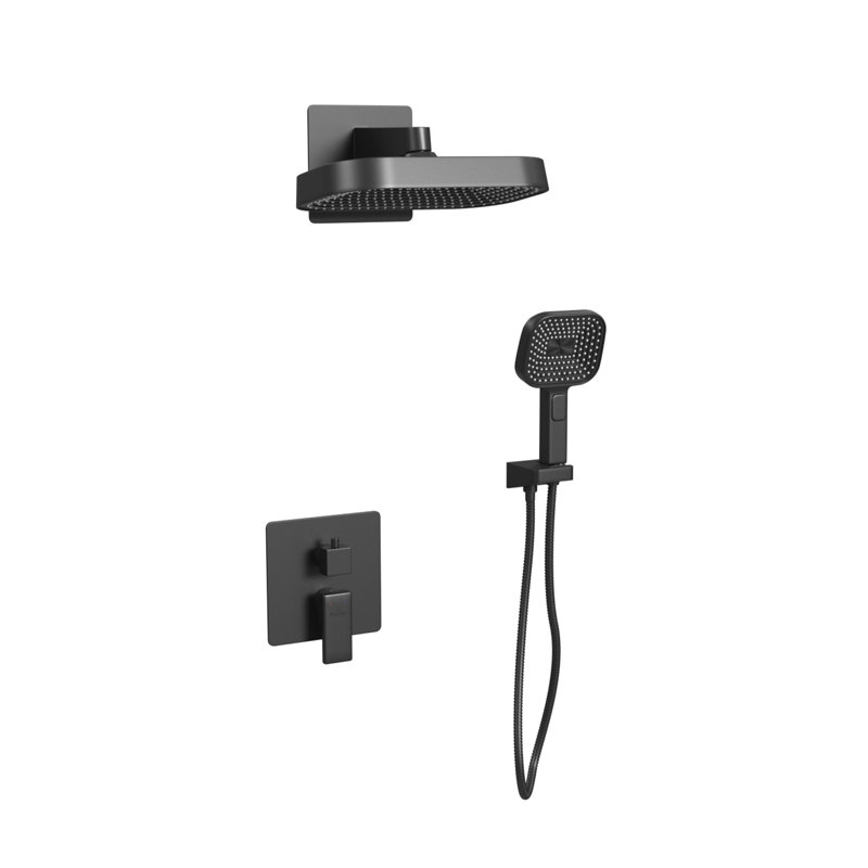 Milan 12-in Rain Showerhead Combo Shower System with Multi-function Handshower and Pressure Balanced Mixing Valve