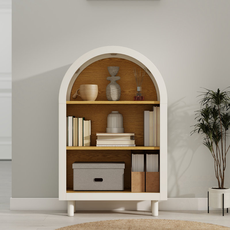 Armoire de rangement arquée avec tablettes ouvertes