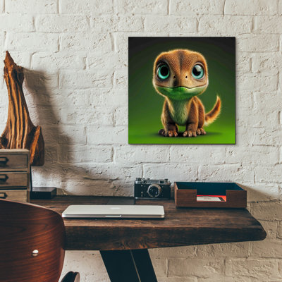  'Cute Baby Dinosaur' by Rey Klimt Acrylic Glass Wall Art, 12" x 12"