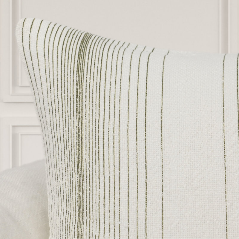 Theta 26" Linen Blend Throw Pillow, Blue, Wheat Green