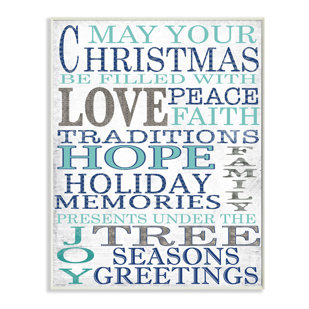 'Christmas with Love and Peace' - Textual Art Print Stupell Industries