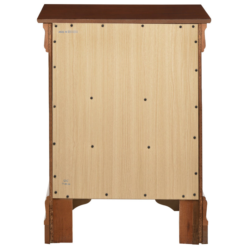 Table de chevet en cerisier avec support - 29 po de hauteur x 21 po de largeur et 16 po de profondeur, 3 grands espaces de rangement, une finition chaleureuse rehausse le décor décoratif du tiroir Gleam