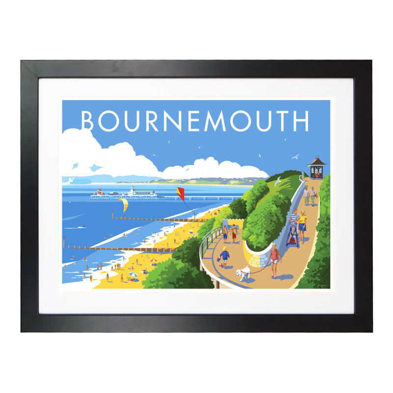 Bournemouth by Stephen Millership - Print, 33.5cm H x 43.5cm W x 2.2cm D, Black