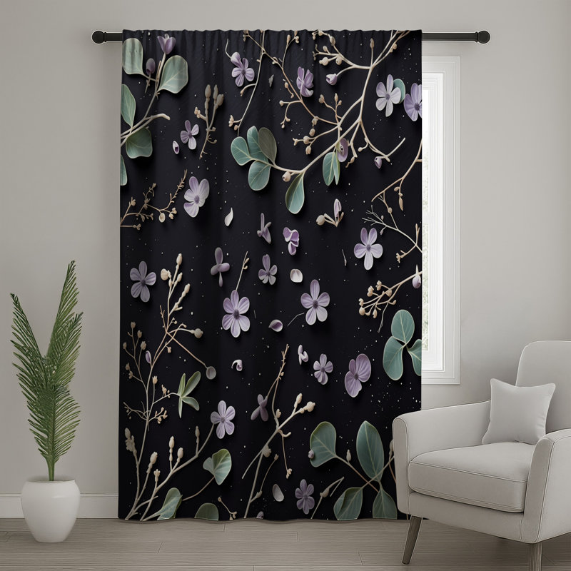 Rideaux floraux, voilages et voilages à motif floral - 1 panneau, Blocage, 50 po x 92 po - 1 panneau
