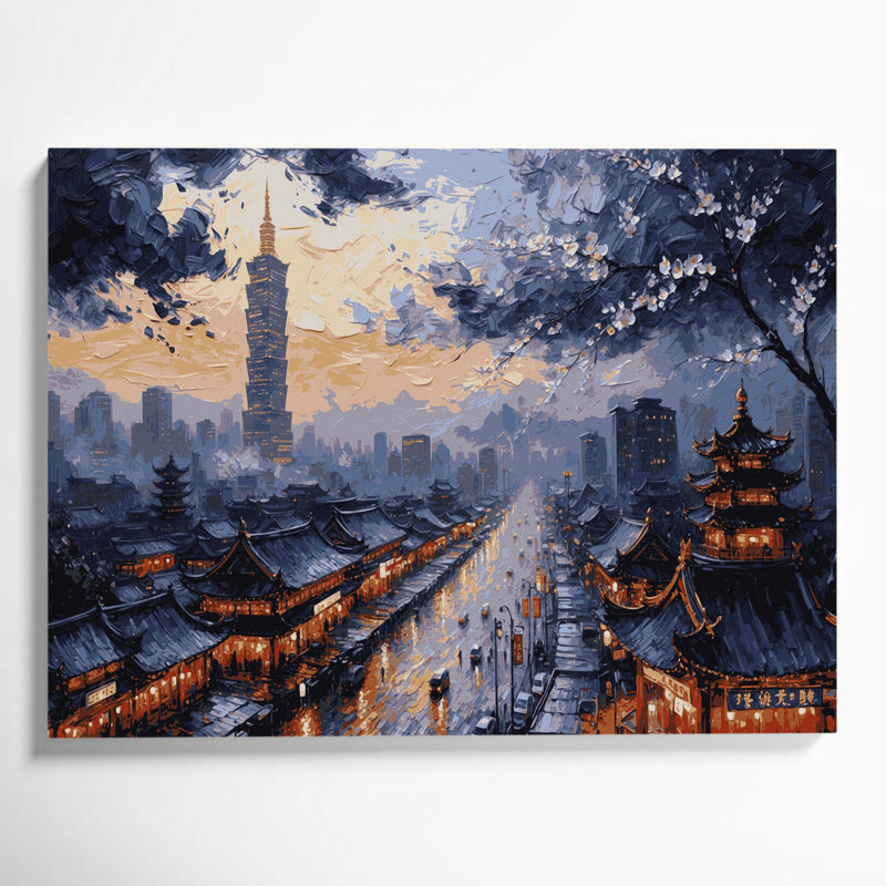 Art mural sur toile, villes, Taipei, Taïwan, H 11 po x l 14 po